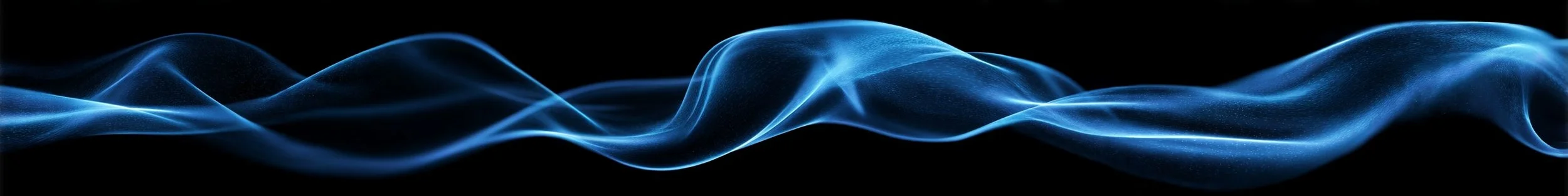 Abstract plasma arc with flowing blue waves and soft white highlights on a dark background.