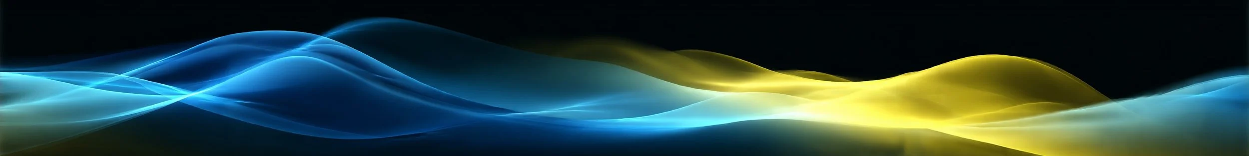 Abstract plasma arc artwork with smooth blue and yellow light waves illustrating the intense energy of a CNC plasma cutting process.