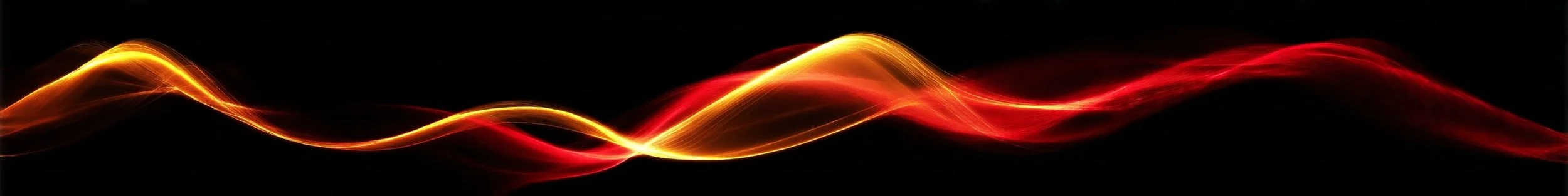 Abstract plasma arc with smooth red, orange, and yellow waves on a dark background.