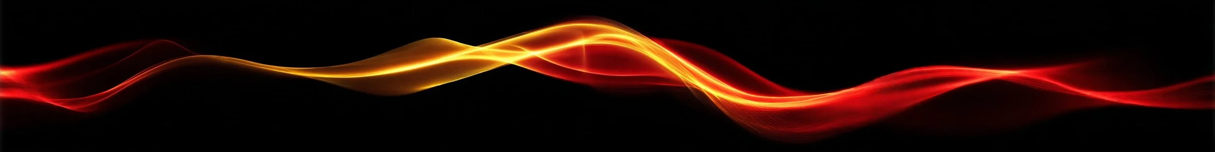 Abstract plasma arc with flowing red and yellow waves on a dark background.